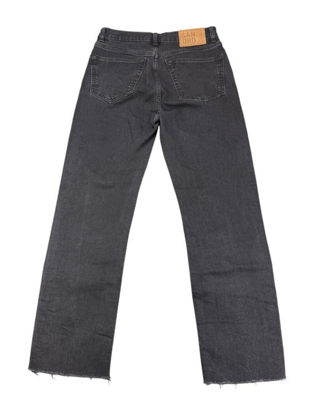 SANDRO Straight Leg Jeans With Raw Frayed Hem Size 28 Washed Black - Picture 11 of 12